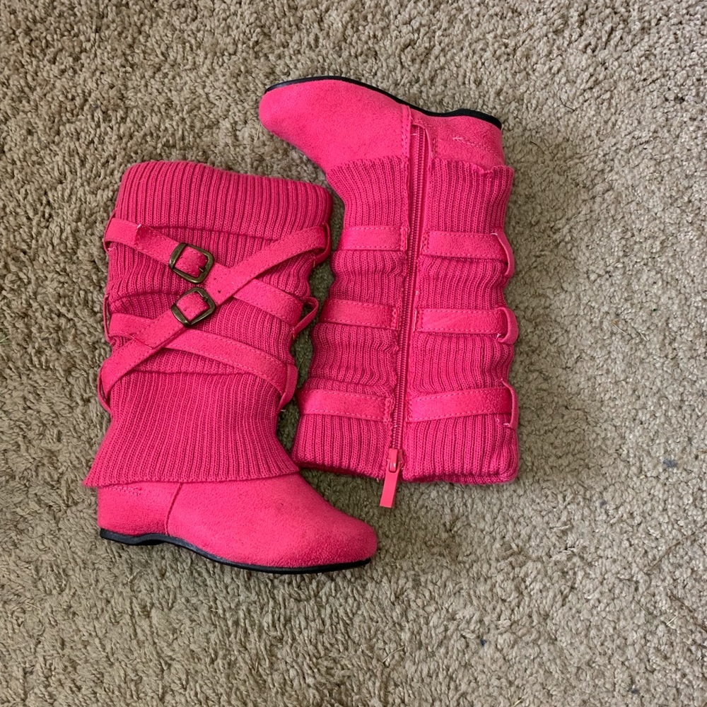 Pink Faux Suede Boots